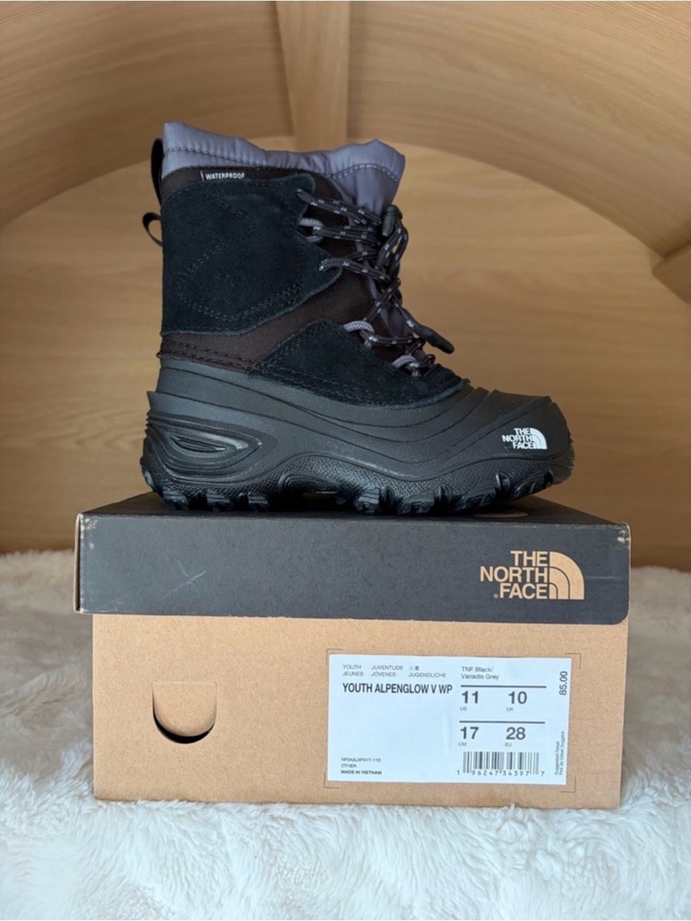 ✨$65✨NIB•The North Face Kids’ Teen Alpenglow V Waterproof Boot | Black | Size 11